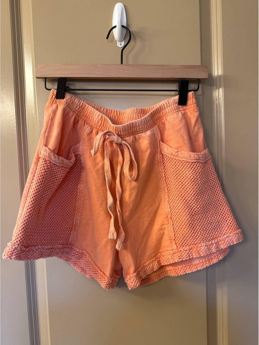 J HER Women's Peach Knit Trim Drawstring Lounge Shorts